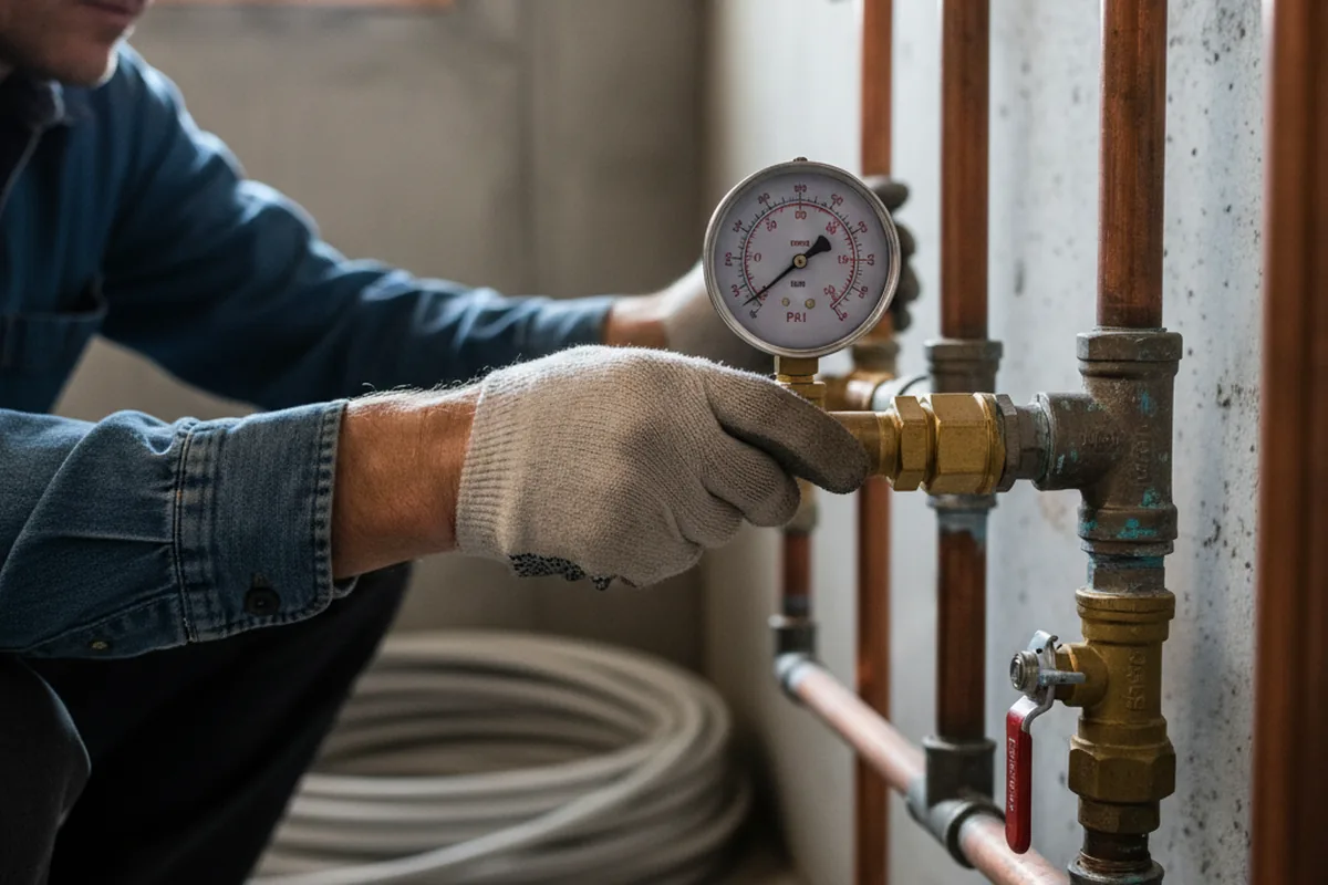 Pressure testing a repaired line during Water Line Repair in Malden On Hudson
